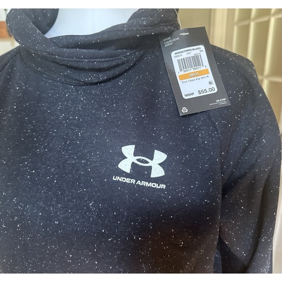 Under Armour Women's Rival Fleece Wrap Neck Pullover Loose Black Sweater  SZ SM - Picture 3 of 8